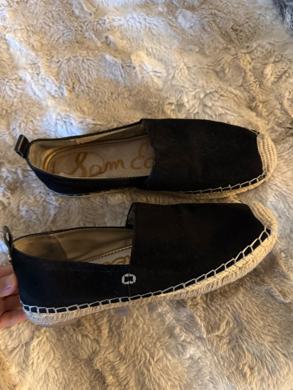 Sam Edelman Black Suede Espadrille Flats